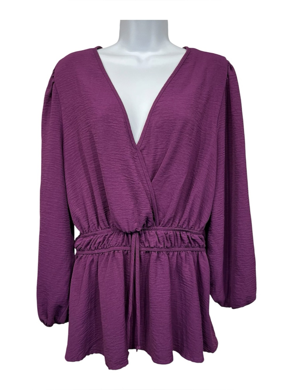 London Rose 2X wrap-style blouse